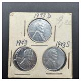 1943 P-d-s Steel Cent Set High Grade.