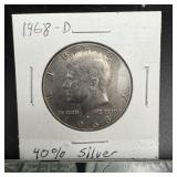 1968-D Kennedy Silver Half Dollar (40% silver).