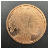 1 Oz .999 Copper Round - Buffalo Nickel Design
