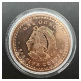 10 Oz .999 Fine Copper Aztec Round