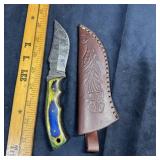 New Damascus knife with approximately 4-inch blade