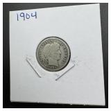 1904 Barber Silver Dime ï¿½ 90% Silver.