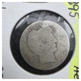 1895-o Barber Silver Quarter ï¿½ 90% Silver.