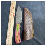MHS Cutlery Damascus Steel Knife with Sheath