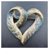 Vintage Enamel Heart Brooch - As shown.