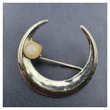 Vintage Crescent Moon Brooch