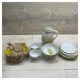 Ceramic Collectible Glassware Set - Yellow Leaf br