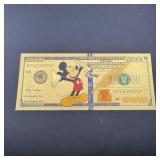 Mickey Mouse Walt Disney $1,000,000 Novelty 24k Go