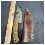 MHS Cutlery Damascus Steel Knife with Sheath