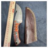 MHS Cutlery Damascus Steel Knife with Sheath