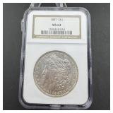 1887 Ms64 Morgan Silver Dollar.