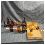Amber & Brown Bottle Lot + Tray Items