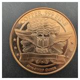 1 Oz .999 Fine Copper Round ï¿½ Usa Eagle Wing Desig