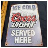 8 x 12 Tin Metal Sign ï¿½ Ice Cold Coors Light Serve