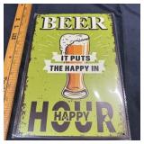 8 x 12 Tin Metal Sign ï¿½ Beer Puts the Happy in Hap