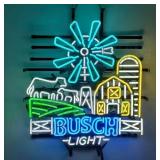 Bush Light Beer Farm Scene Real Glass Neon Sign ï¿½