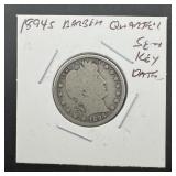 1894-s Barber Silver Quarter ï¿½ Semi-key Date
