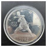 1992 Liberty U.s. Olympic Proof 90% Silver Dollar