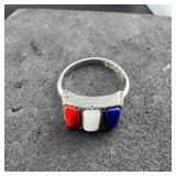 Vintage Sarah Coventry Red White and Blue Ring - A