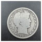 1907-o Barber Silver Half Dollar ï¿½ 90% Silver U.s.