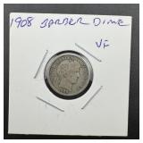 1908 Barber Silver Dime