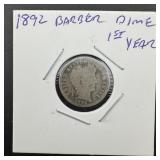 1892 Barber Silver Dime ï¿½ First Year Of Issue