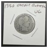 1916-d Barber Silver Quarter
