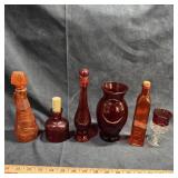 Red & Amber Glass Bottle Assortment