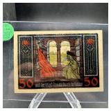 1921 Germany 50 Pfennig Red Notgeld Note