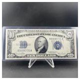 1934-d $10 Silver Certificate; Blue Treasury Seal;