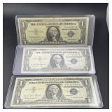 1957, 1957A, 1957B $1 Silver Certificate 3-Note Se