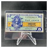 Series 521 Military Payment Certificate 5 Cents ï¿½