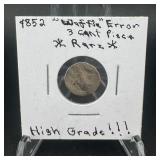 1852 Three Cent Silver (trime) ï¿½ Early U.s.