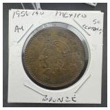 1956 Mo Mexico 50 Centavos AU Bronze