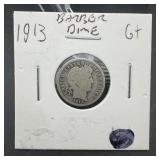 1913 Barber Silver Dime