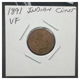 1891 Indian Head Cent VF