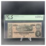 1864 Confederate States of America $10 Note - PCGS