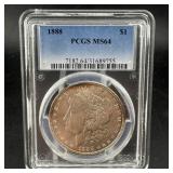 1888 Morgan Silver Dollar ï¿½ Pcgs Ms64 ï¿½ Choice Min