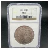 1885?o Morgan Silver Dollar ï¿½ Ngc Ms63. Choice Min
