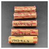 (5ï¿½ Bid) 1943-p, D & S Steel Cent Rolls. Additiona