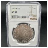 1882?s Morgan Silver Dollar ï¿½ Ngc Ms63. Well?struc