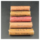 (5ï¿½ Bid) 1960-d Lincoln Memorial Cent Rolls ï¿½ Most