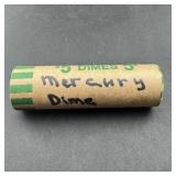 $5 Roll Of Mercury Silver Dimes (50 Coins); Full R