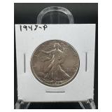 1947 Walking Liberty Silver Half Dollar - Late-ser
