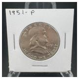 1951 Benjamin Franklin Silver Half Dollar - Philad
