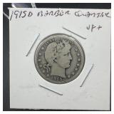 1915-D Barber Silver Quarter VF+