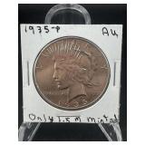 1935 Peace Silver Dollar ï¿½ About Uncirculated ï¿½ Fi