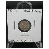 1871 Seated Liberty Silver Half Dime ï¿½ Beautiful E