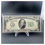 1934-a $10 Federal Reserve Note; Alexander Hamilto