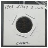 1928 Italy 5 Centesimi Copper